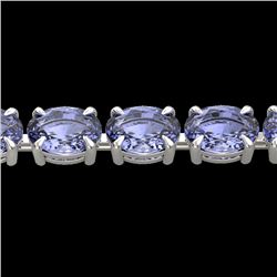 24 CTW Tanzanite Eternity Designer Inspired Tennis Bracelet 14K White Gold - REF-218Y2K - 23395