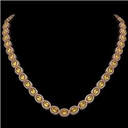 28.52 CTW Fancy Citrine & Diamond Halo Necklace 10K Rose Gold - REF-498K9W - 40443