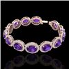 Image 2 : 24 CTW Amethyst & Micro Pave VS/SI Diamond Bracelet 10K Rose Gold - REF-360X2T - 22678