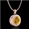 Image 4 : 1 CTW Intense Fancy Yellow Diamond Solitaire Art Deco Necklace 18K Rose Gold - REF-158A2X - 37491