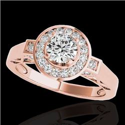 1.5 CTW H-SI/I Certified Diamond Solitaire Halo Ring 10K Rose Gold - REF-180F2N - 34568