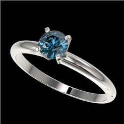 0.55 CTW Certified Intense Blue SI Diamond Solitaire Engagement Ring 10K White Gold - REF-58A2X - 36