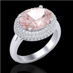 4.50 CTW Morganite & Micro Pave VS/SI Diamond Ring 18K White Gold - REF-163F8N - 20919