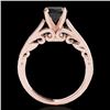 Image 2 : 1 CTW Certified VS Black Diamond Solitaire Ring 10K Rose Gold - REF-44W5F - 35141