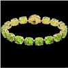 Image 2 : 67 CTW Peridot & Micro Pave VS/SI Diamond Halo Bracelet 14K Yellow Gold - REF-428F8N - 22271