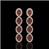 Image 1 : 6.2 CTW Garnet & Diamond Halo Earrings 10K Rose Gold - REF-102H5A - 40548