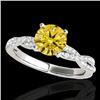Image 1 : 1.25 CTW Certified Si/I Fancy Intense Yellow Diamond Solitaire Ring 10K White Gold - REF-218X2T - 35