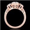 Image 1 : 1.66 CTW VS/SI Diamond Solitaire Art Deco 3 Stone Ring 18K Rose Gold - REF-445T5M - 37224