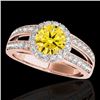 Image 1 : 1.6 CTW Certified Si/I Fancy Intense Yellow Diamond Solitaire Halo Ring 10K Rose Gold - REF-180Y2K -