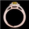 Image 2 : 1.6 CTW Certified Si/I Fancy Intense Yellow Diamond Solitaire Halo Ring 10K Rose Gold - REF-180Y2K -