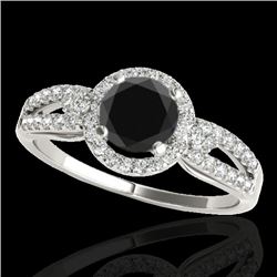 1.25 CTW Certified VS Black Diamond Solitaire Halo Ring 10K White Gold - REF-57F5N - 34090