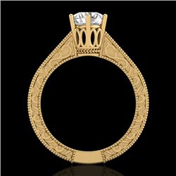1 CTW VS/SI Diamond Solitaire Art Deco Ring 18K Yellow Gold - REF-330N2Y - 36928