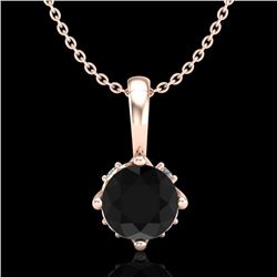 0.62 CTW Fancy Black Diamond Solitaire Art Deco Stud Necklace 18K Rose Gold - REF-56X4T - 37794