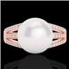 Image 1 : 0.30 CTW Micro Pave VS/SI Diamond & Pearl Designer Ring 14K Rose Gold - REF-50W8F - 22630