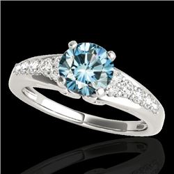 1.4 CTW Si Certified Fancy Blue Diamond Solitaire Ring 10K White Gold - REF-160N2Y - 35001