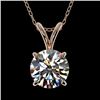 Image 1 : 1.03 CTW Certified H-SI/I Quality Diamond Solitaire Necklace 10K Rose Gold - REF-147X2T - 36757