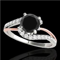 1.35 CTW Certified VS Black Diamond Bypass Solitaire Ring 10K White & Rose Gold - REF-62W2F - 35106