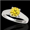 Image 1 : 1 CTW Certified Si/I Fancy Intense Yellow Diamond Solitaire Ring 10K White Gold - REF-138K2W - 35532