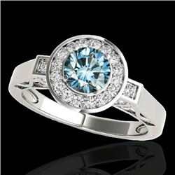 1.75 CTW Si Certified Fancy Blue Diamond Solitaire Halo Ring 10K White Gold - REF-223N6Y - 34581