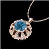 Image 2 : 1.2 CTW Fancy Intense Blue Diamond Art Deco Stud Necklace 18K Rose Gold - REF-118Y2K - 37741