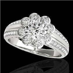 1.5 CTW H-SI/I Certified Diamond Solitaire Halo Ring 10K White Gold - REF-171K6W - 34468