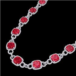 56 CTW Ruby & Micro VS/SI Diamond Eternity Necklace 14K White Gold - REF-1003T6M - 23048