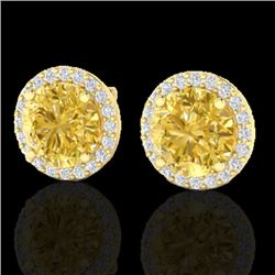 4 CTW Citrine & Halo VS/SI Diamond Micro Pave Earrings Solitaire 18K Yellow Gold - REF-62X2T - 21487