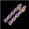 Image 1 : 6 CTW Amethyst & VS/SI Diamond Tennis Earrings 10K Yellow Gold - REF-36Y4K - 21510