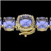 Image 1 : 40 CTW Tanzanite & Micro VS/SI Diamond Halo Designer Bracelet 14K Yellow Gold - REF-548K2W - 23326