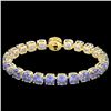 Image 2 : 40 CTW Tanzanite & Micro VS/SI Diamond Halo Designer Bracelet 14K Yellow Gold - REF-548K2W - 23326