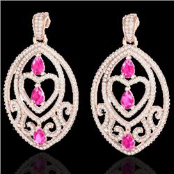 7 CTW Sapphire Pink & Micro Pave VS/SI Diamond Heart Earrings 14K Rose Gold - REF-381X8T - 21155