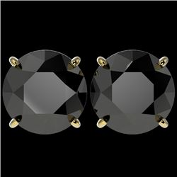 5.15 CTW Fancy Black VS Diamond Solitaire Stud Earrings 10K Yellow Gold - REF-99W5F - 36716