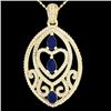 Image 1 : 3.50 CTW Sapphire & Micro VS/SI Diamond Heart Necklace Designer 18K Yellow Gold - REF-218T2M - 21295