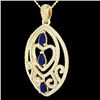 Image 2 : 3.50 CTW Sapphire & Micro VS/SI Diamond Heart Necklace Designer 18K Yellow Gold - REF-218T2M - 21295
