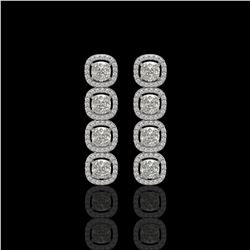 5.28 CTW Cushion Diamond Designer Earrings 18K White Gold - REF-981N6Y - 42629