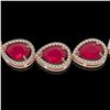 Image 4 : 64.01 CTW Ruby & Diamond Halo Necklace 10K Rose Gold - REF-785A8X - 41190