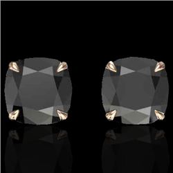 6 CTW Cushion Cut Black VS/SI Diamond Designer Stud Earrings 14K Rose Gold - REF-136M2H - 21734
