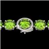 Image 1 : 67 CTW Peridot & Micro VS/SI Diamond Halo Designer Bracelet 14K White Gold - REF-428Y8K - 22270