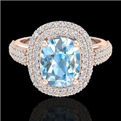 3.50 CTW Topaz & Micro Pave VS/SI Diamond Halo Ring 10K Rose Gold - REF-94M9H - 20708