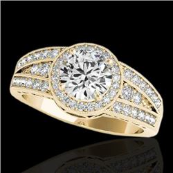 1.5 CTW H-SI/I Certified Diamond Solitaire Halo Ring 10K Yellow Gold - REF-180X2T - 34071