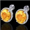 Image 1 : 20 CTW Citrine & Micro Pave VS/SI Diamond Halo Earrings 18K White Gold - REF-118W2F - 20268