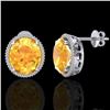 Image 2 : 20 CTW Citrine & Micro Pave VS/SI Diamond Halo Earrings 18K White Gold - REF-118W2F - 20268