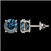 Image 2 : 2.14 CTW Certified Intense Blue SI Diamond Solitaire Stud Earrings 10K White Gold - REF-217M5H - 366