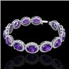 Image 2 : 24 CTW Amethyst & Micro Pave VS/SI Diamond Bracelet 10K White Gold - REF-360N2Y - 22677