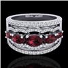 Image 1 : 2.25 CTW Garnet & Micro Pave VS/SI Diamond Designer Ring 10K White Gold - REF-69T3M - 21038