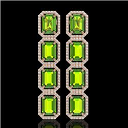 17.81 CTW Peridot & Diamond Halo Earrings 10K Rose Gold - REF-220W8F - 41598