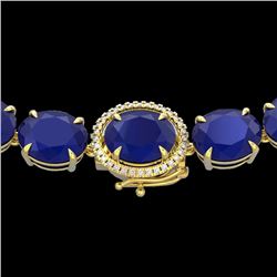 170 CTW Sapphire & VS/SI Diamond Halo Micro Solitaire Necklace 14K Yellow Gold - REF-685K3W - 22315