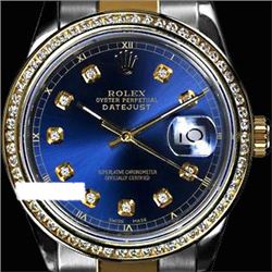Rolex Ladies Two Tone 14K Gold/SS, Diamond Dial & Diamond Bezel, Sapphire Crystal - REF-446M6F