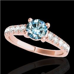 2.1 CTW Si Certified Fancy Blue Diamond Solitaire Ring 10K Rose Gold - REF-280A2X - 35504