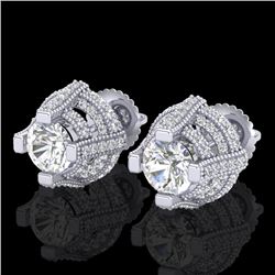 2.75 CTW VS/SI Diamond Micro Pave Stud Earrings 18K White Gold - REF-320Y2K - 36950